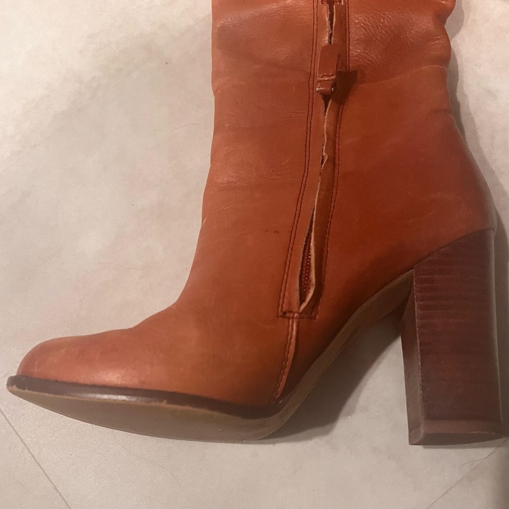 Sam Edelman Rylan Burnt Cooper Brown Leather Knee-High Boots - Picture 10 of 11